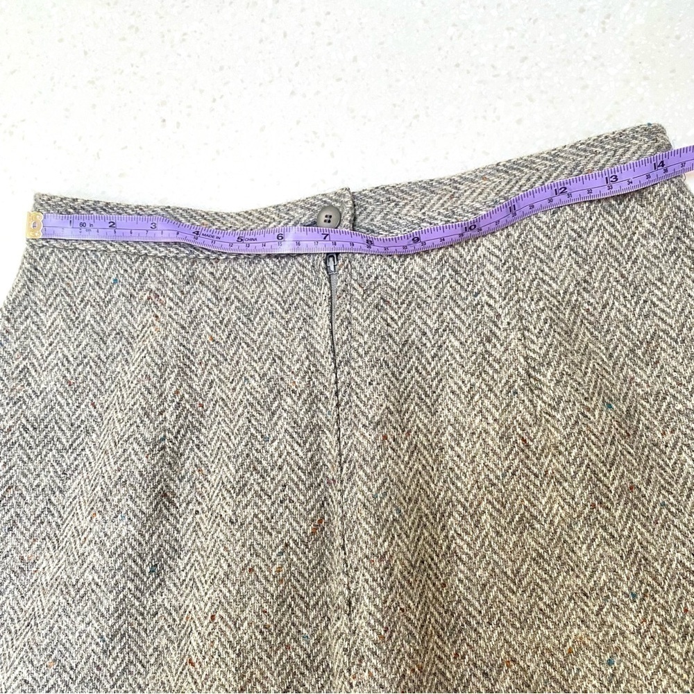 Herringbone PURE VIRGIN WOOL vintage skirt w cottage prairie cabin core vibe - Picture 9 of 15